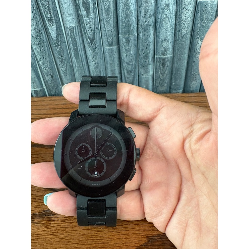 Movado Bold Chronograph Black Dial Mens Watch MB.01.1.29.6016 48mm